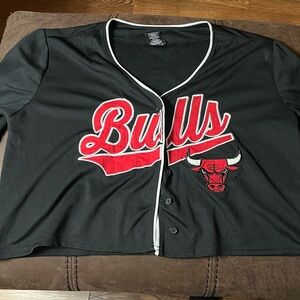 NBA Bulls Kids Black Jersey with Red Accents